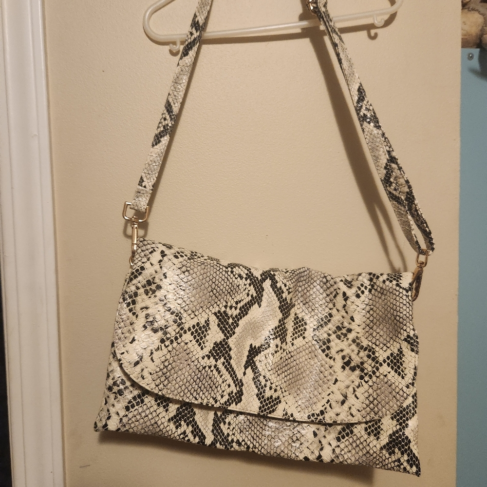 Snakeskin Pattern Clutch with Strap